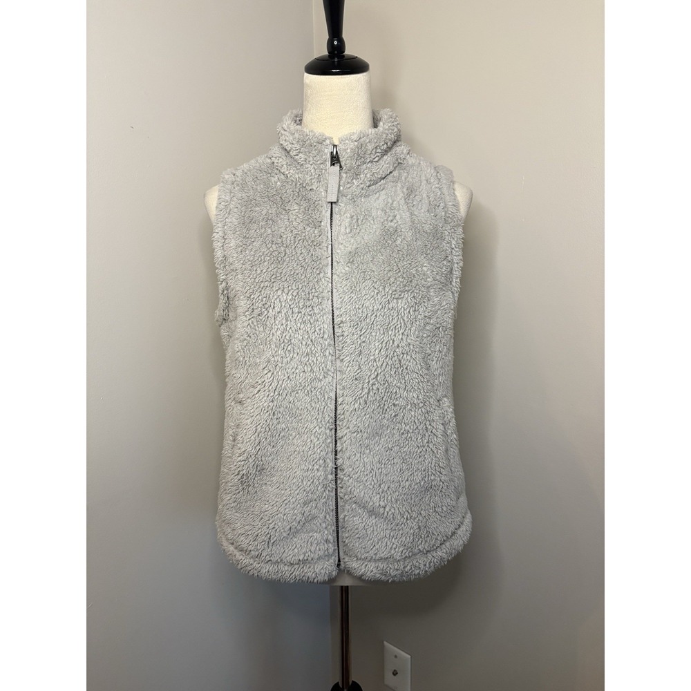 Dylan Los Angeles Women's Faux Fur Gray Vest Full Zip & Pockets Size Medium